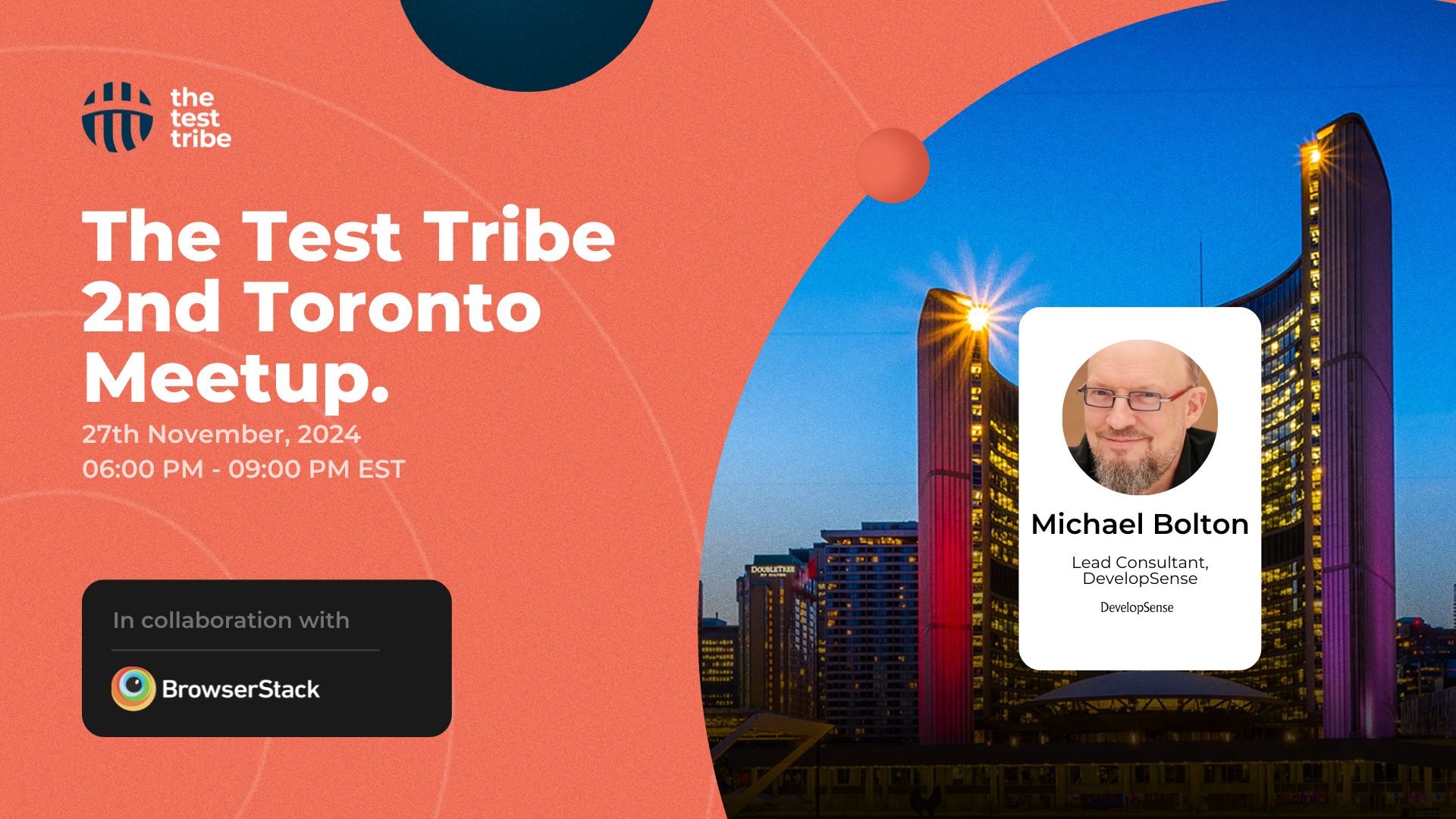 Image for the November 27, 2024 Toronto Test Tribe meetup