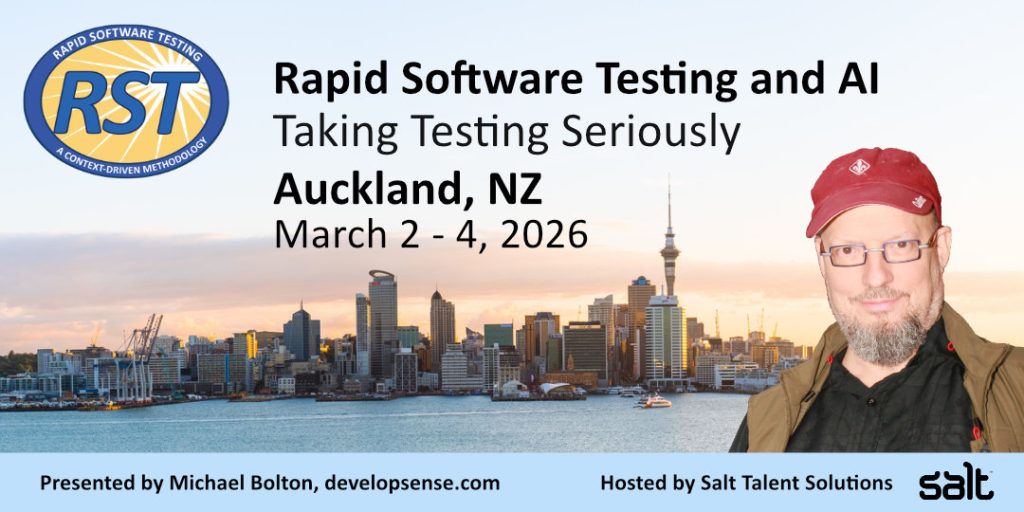 ​We're excited to announce that Salt is bringing world-renowned software testing leader Michael Bolton to New Zealand and Australia in March 2026 to deliver his dynamic three-day Rapid Software Testing (RST) workshop.